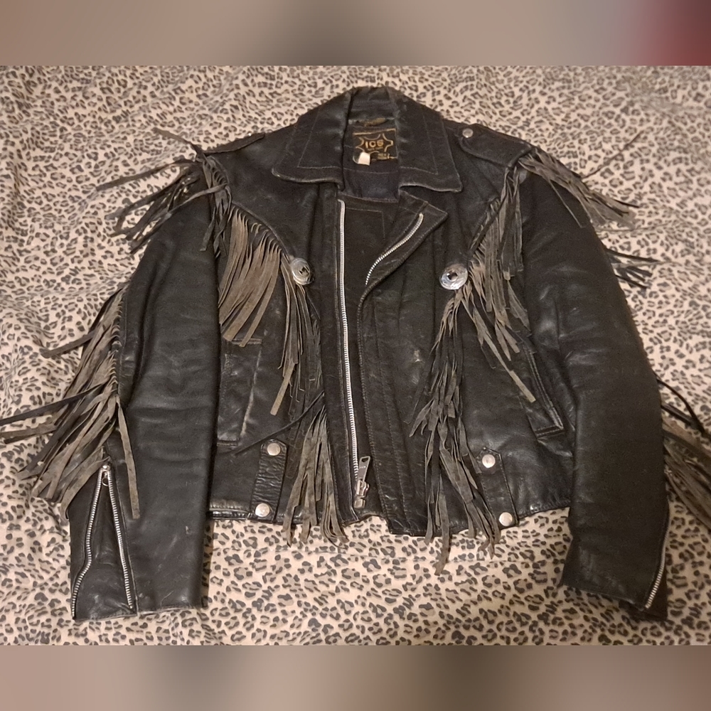 Vintage Fringe Leather Jacket men's M